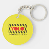 YOLO met rode waarschuwing Sleutelhanger (Achterkant)