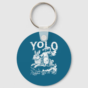 Yolo tenzij je christen bent die op een paas konij sleutelhanger