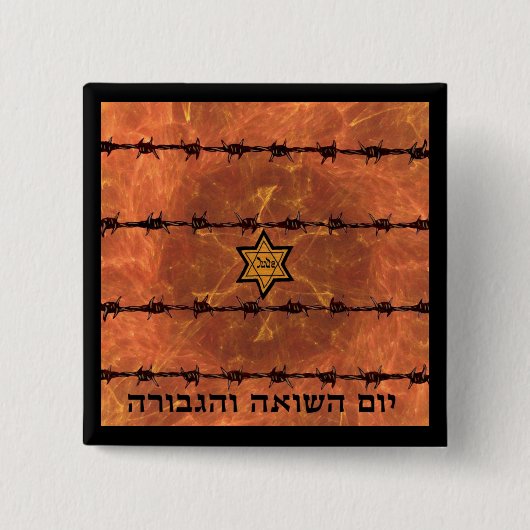 Yom HaShoah Vierkante Button 5,1 Cm (Voorkant)