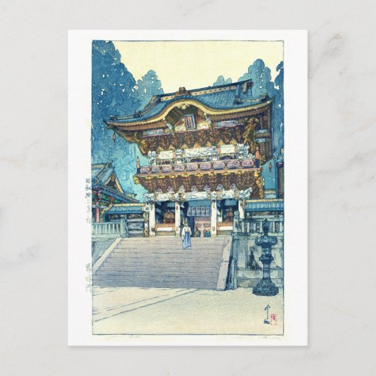 Yomeimon Gate, Hiroshi Yoshida, Woodcut Briefkaart (Voorkant)
