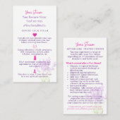 Yoni Steam pre- en Post Aftercare Instruction Card Visitekaartje (Voorkant / Achterkant)