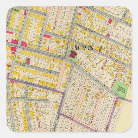 Yonkers New York Map Vierkante Sticker (Voorkant)