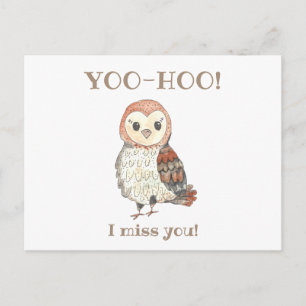 Yoo-hoo Barn Owl ik Miss You School Teacher Briefkaart