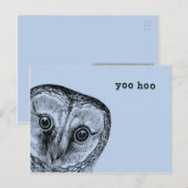 Yoo Hoo Owl Greeting in Blue Briefkaart (Voorkant / Achterkant)