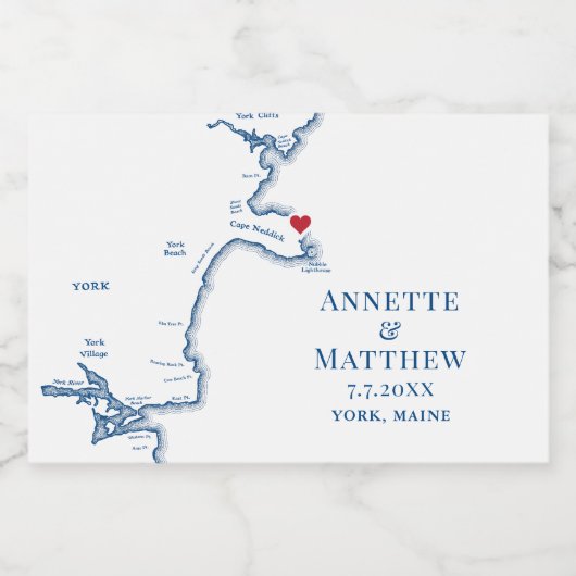 York Beach Maine Bruiloft Mini Fles Sparkling Wijnetiket (Enkel label)