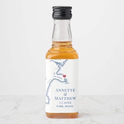 York Beach Maine Bruiloft Neem een shot Likeurfles Etiket (Voorkant)