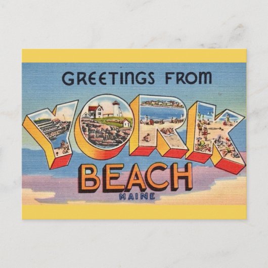 York Beach Maine Groeten Briefkaart (Voorkant)