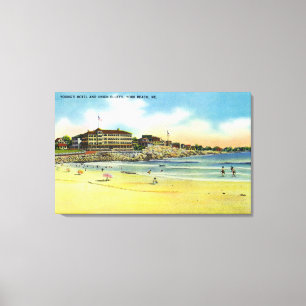 York Beach Uitzicht of Young's Hotel and Union Canvas Afdruk
