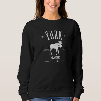 York Maine Usa With Moose Distressed Souvenir   Trui
