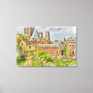 York Minster, kathedraal van de Waterverf van York Canvas Afdruk