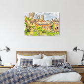 York Minster, kathedraal van de Waterverf van York Canvas Afdruk (Insitu (Slaapkamer))