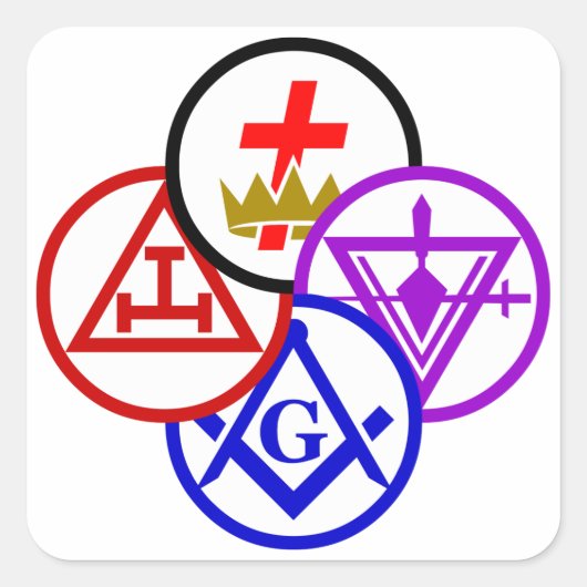 York Rite Pinwheel Vierkante Sticker (Voorkant)