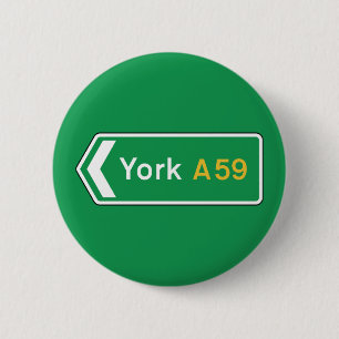 York, UK Road Sign Ronde Button 5,7 Cm