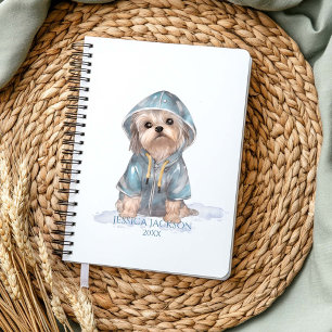Yorkie à l'aquarelle dans un imperméable bleu Annu