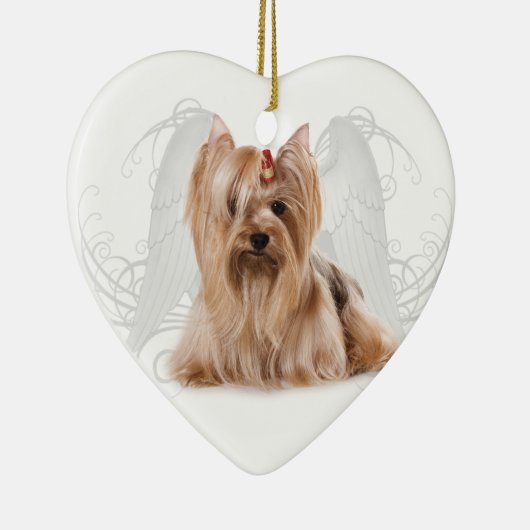 Yorkie Angel Keramisch Ornament (Rechts)