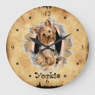 Yorkie Breaks Through Paper Bag Clock!  ~ Grote Klok
