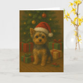Yorkie Christmas Card Kaart (Gele Bloem)