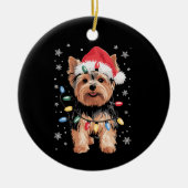 Yorkie Christmas Dog Long Xmas Gift Keramisch Ornament (Voorkant)