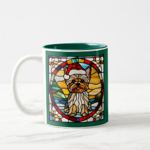 Yorkie Christmas Glas in lood Tweekleurige Koffiemok
