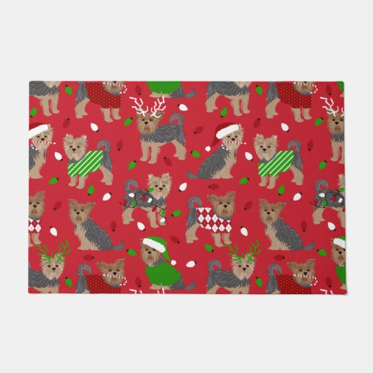 Yorkie Christmas Yorkshire Terrier Dog Deurmat (Voorkant)