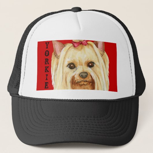 Yorkie Color Block Trucker Hat Pet (Voorkant)