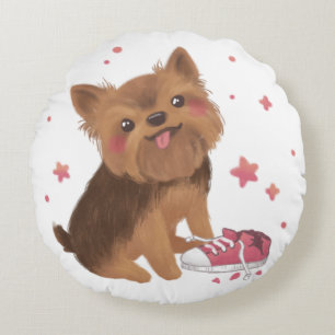 Yorkie de Schattigee probleemmaker Rond Kussen