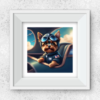 Yorkie die in het vliegtuig AI vliegt produceerde Poster