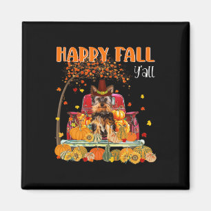 Yorkie Dog Autumn Herfst Pumpkin Truck Mappe Thank Magneet