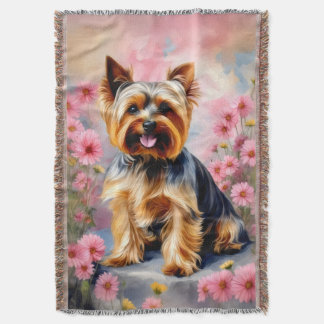 Yorkie Dog Flower Deken