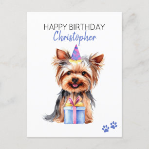 Yorkie Dog gepersonaliseerd Gelukkige Verjaardag Briefkaart