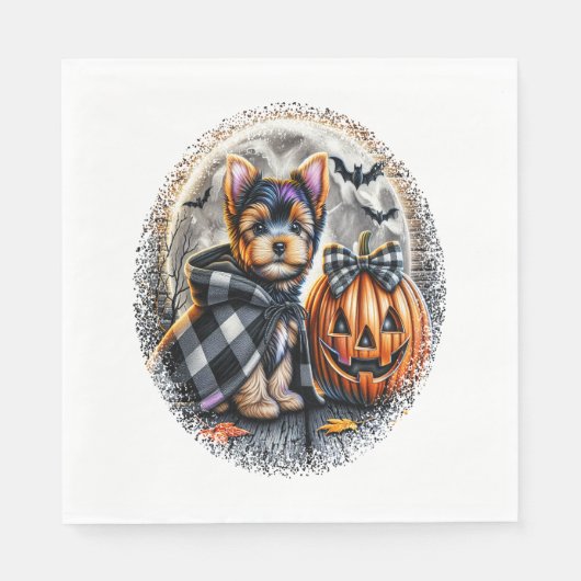 Yorkie Dog Halloween Servet (Voorkant)