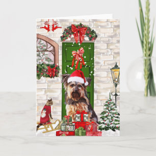 Yorkie Dog Kerstmis Kaart