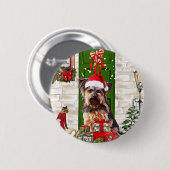 Yorkie Dog Kerstmis Ronde Button 5,7 Cm (Voorkant /achterkant)