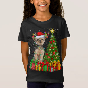 Yorkie Dog Lighting Xmas - kerstboom - kerstman T-shirt