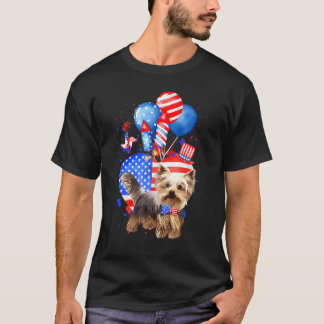 Yorkie Dog Merica 4 juli Amerikaanse vlag T-shirt