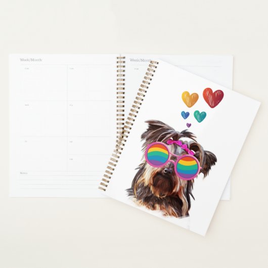 Yorkie Dog met hartenValentijnsdag Planner (Display)