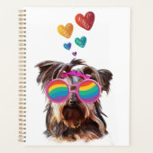 Yorkie Dog met hartenValentijnsdag Planner (Voorkant)