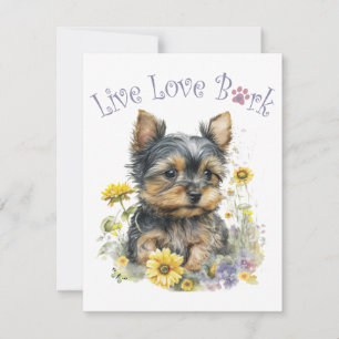 Yorkie Dog Mom Floral Notitiekaartje