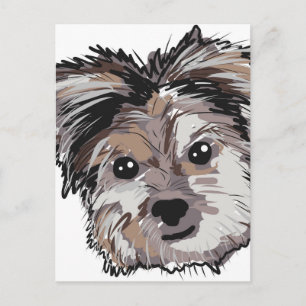 Yorkie Dog Pup Face Sketch Briefkaart
