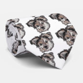 Yorkie Dog Pup Face Sketch Stropdas (Opgerold)