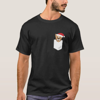 Yorkie Dog Santa Funny Christmas Pocket Longsleeve T-shirt