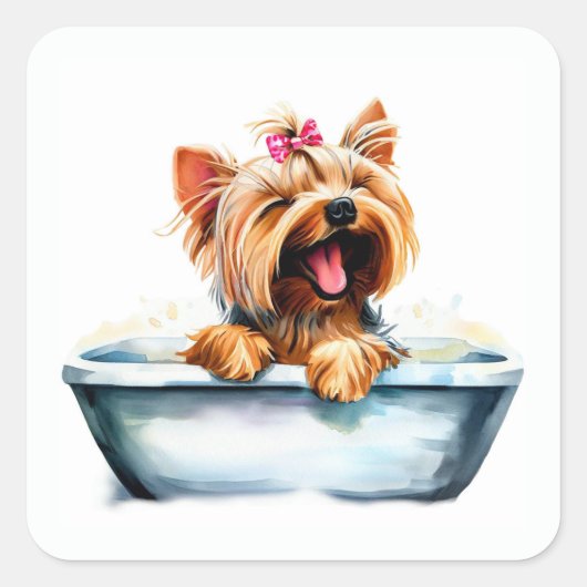Yorkie Dog Vierkante Sticker (Voorkant)