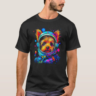Yorkie Dog Yorkshire Terrier Astronaut in de ruimt T-shirt