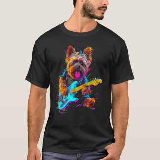Yorkie Dog Yorkshire Terrier gitarist T-shirt