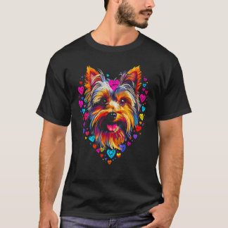 Yorkie Dog Yorkshire Terrier Roze Rood Hart Liefde T-shirt