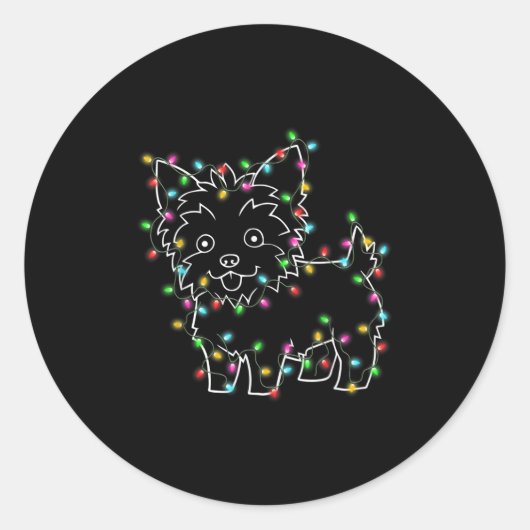 Yorkie Dogs Tree Christmas Sweater Xmas Pet Animal Ronde Sticker (Voorkant)