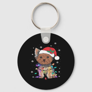 Yorkie Dogs Tree-kersttrui met borstvoeding Dier Sleutelhanger