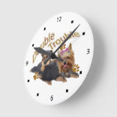 Yorkie Double Trouble Clock Ronde Klok (Hoek)