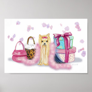 Yorkie Dress omhoog met Poster van Feather Boa