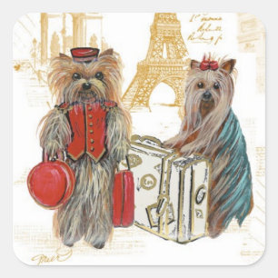 Yorkie Eiffel Tower Paris stickers Labels